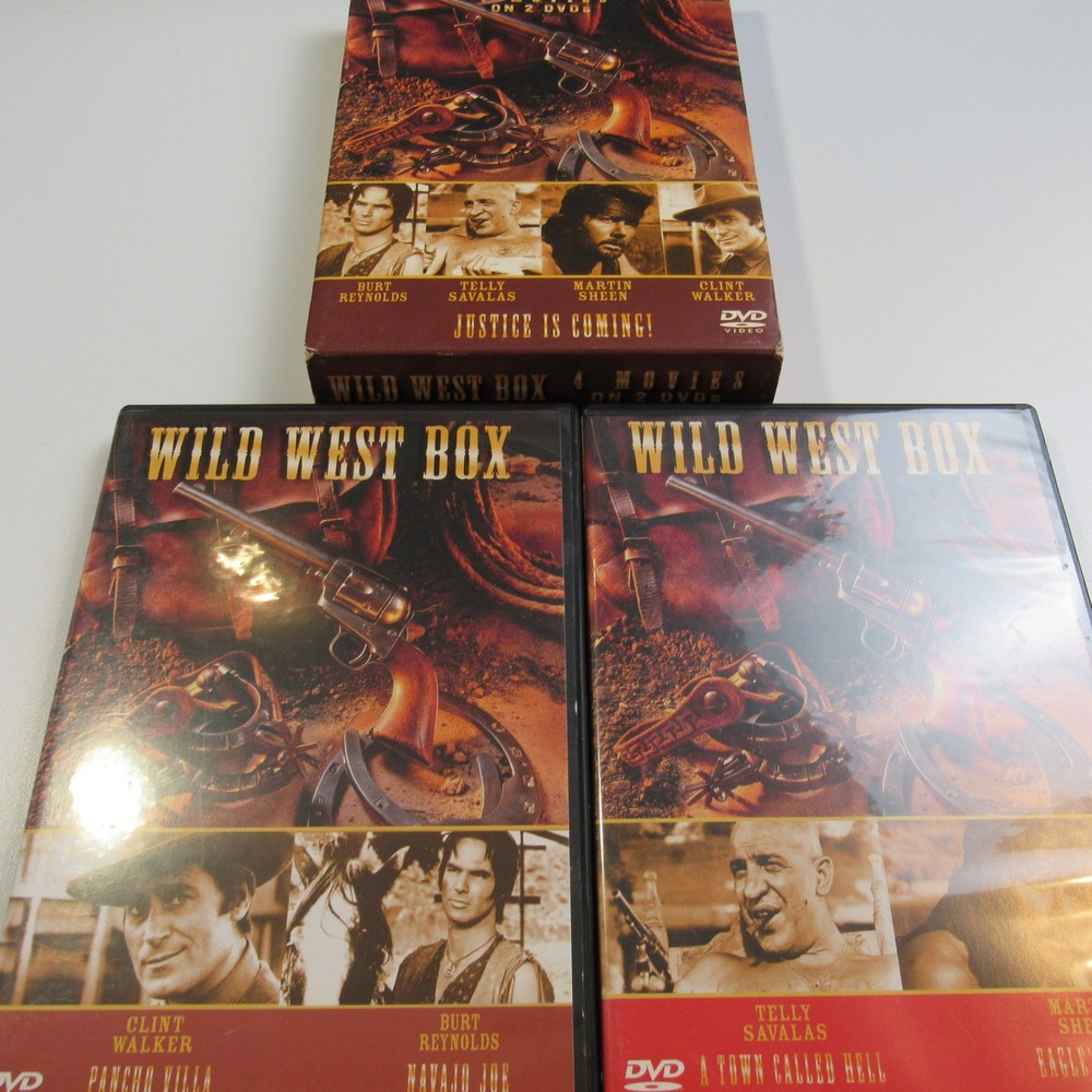 Wild West Box 4 Movies on 2 DVDs Burt Reynolds Clint‎ Walker Telly Savalas
